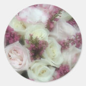 クリームおよび淡いピンクのバラの封筒用シール ラウンドシール (正面)