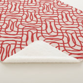 クリームおよび赤抽象芸術線パターン シェルパブランケット (3/4)