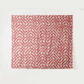 クリームおよび赤抽象芸術線パターン タペストリー (正面(横))