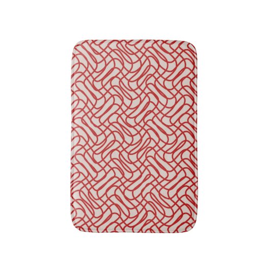 クリームおよび赤抽象芸術線パターン バスマット (正面縦)