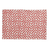 クリームおよび赤抽象芸術線パターン 枕カバー (裏面)