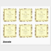 クリームおよび金ゴールドフローラ製品ラベルとハート スクエアシール (シート)