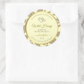 クリームおよび金ゴールドフローラ製品ラベルとハート ラウンドシール (バッグ)