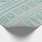 クリームおよび青く公平な島のニットのセーター ラッピングペーパー (角)