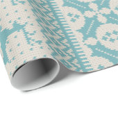 クリームおよび青く公平な島のニットのセーター ラッピングペーパー (ロールコーナー)