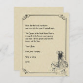 クリームおよび黒Ahoy! 海賊ハローウィンパーティ 招待状 (正面/裏面)