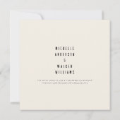 クリームお洒落スクエアモノグラム結婚式の日付を保存 (裏面)