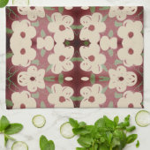 クリームかわいらしとクランベリープリントティータオル キッチンタオル (折り畳み)