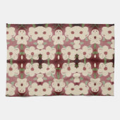クリームかわいらしとクランベリープリントティータオル キッチンタオル (横)