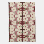 クリームかわいらしとクランベリープリントティータオル キッチンタオル (縦)