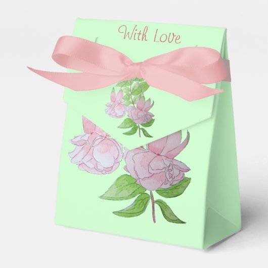 クリームかわいらしの背景ピンクの結婚花 フェイバーボックス (正面サイド)