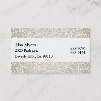 クリームがかった白及び金ゴールドの花の渦巻のペイズリー 名刺