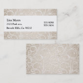 クリームがかった白及び金ゴールドの花の渦巻のペイズリー 名刺 (正面/裏面)