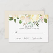 クリームとアイボリー |クラシック春の結婚式RSVP 出欠カード (正面/裏面)