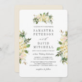 クリームとアイボリー |ボタニカルシックフローラ結婚ズ 招待状 (正面/裏面)