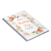 クリームとオレンジのヴィンテージ結婚フローラ ノートブック (右側)