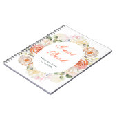 クリームとオレンジのヴィンテージ結婚フローラ ノートブック (左側)