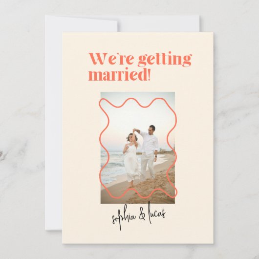 クリームとオレンジシンプルのモダン結婚式招待状 招待状 (正面)