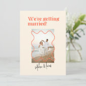 クリームとオレンジシンプルのモダン結婚式招待状 招待状 (スタンド正面)