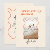 クリームとオレンジシンプルのモダン結婚式招待状 招待状 (正面/裏面)