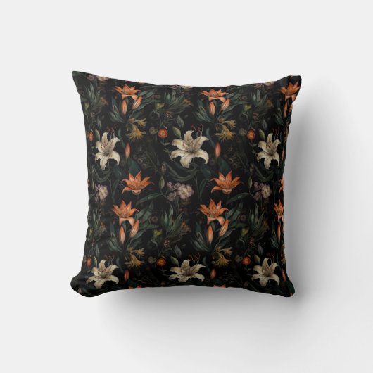 クリームとオレンジ色のデイリーフローラ クッション (正面)