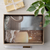 クリームとキャンドルの冬と居心地の良いホットチョコレート 薄葉紙 (ギフト)