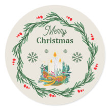 クリームとグリーンのメリークリスマスサークル