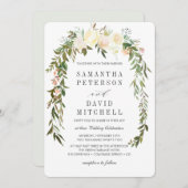 クリームとグレー |ボタニカルガーランドフローラ結婚ズ 招待状 (正面/裏面)