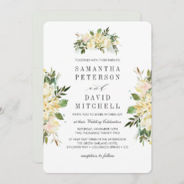 クリームとグレー |ボタニカルシックフローラ結婚ズ 招待状