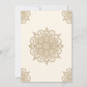 クリームとゴールドのイスラム教ムスリム メンディ セレモニー 招待状 (裏面)