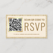 クリームとゴールドのダマスク柄QRコード招待サイト エンクロージャーカード (正面)