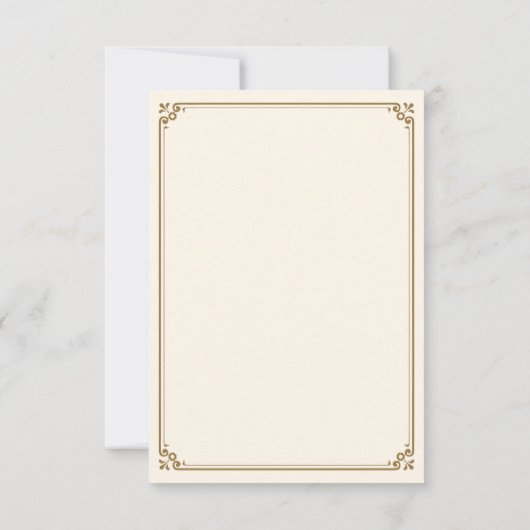 クリームとゴールドのボーダー付きムスリムウェディング 出欠カード (裏面)