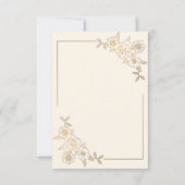 クリームとゴールドの花と葉の枝 ムスリムの結婚 出欠カード (裏面)