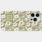 クリームとセージグリーンのボタニカルデイジー花柄 Case-Mate iPhoneケース (裏面 (横))