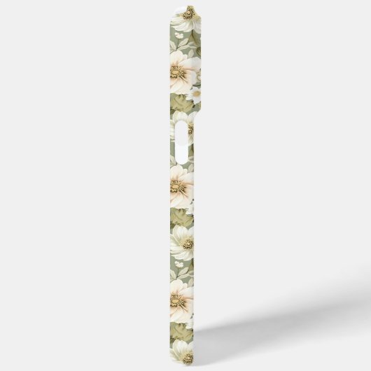 クリームとセージグリーンのボタニカルデイジー花柄 Case-Mate iPhoneケース (裏面 / 右)