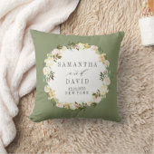 クリームとセージ |結婚のパーソナライズされた形見 クッション (ブランケット)