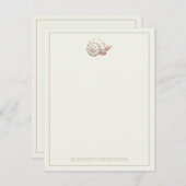 クリームとタン沿岸シーシェルのペルソナライズ ノートカード (正面/裏面)