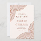 クリームとテラコッタ幾何結婚旋回 招待状 (正面)