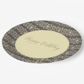 クリームとトープの花柄 ペーパープレート (アングル)