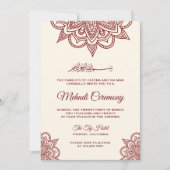 クリームとバーガンディーのイスラム教 ムスリム メンディー セレモニー 招待状 (正面)