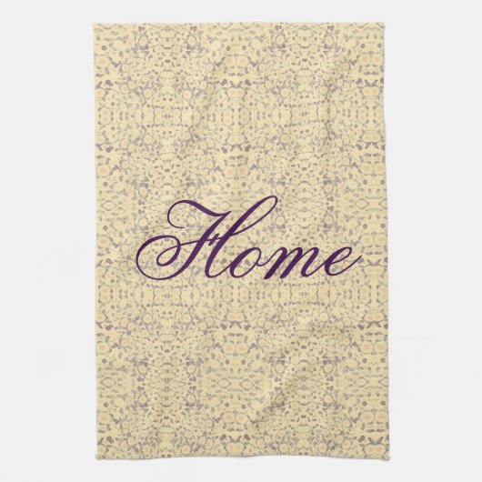 クリームとパープルパターン（の模様が）ある キッチンタオル (縦)