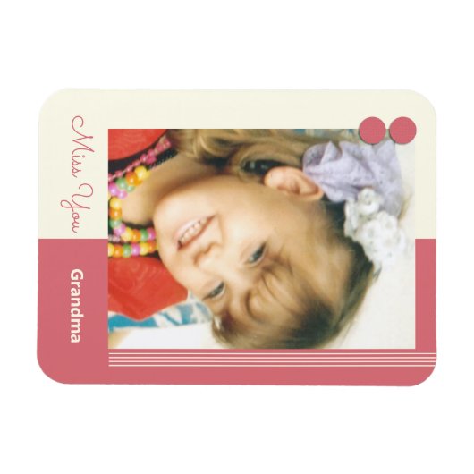 クリームとピンクお恋しく思ばあちゃんの写真 マグネット (横)