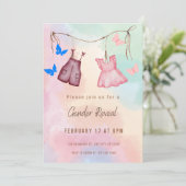 クリームとピンクのミニマリスト性別リビール招待状 招待状 (スタンド正面)