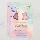 クリームとピンクのミニマリスト性別リビール招待状 招待状 (正面/裏面)