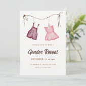 クリームとピンクの水の色のジェンダーの明け 招待状 (スタンド正面)