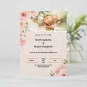 クリームとピンク縁どの素朴インディアン結婚ズ 招待状 (スタンド正面)
