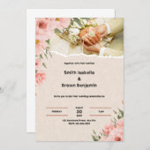 クリームとピンク縁どの素朴インディアン結婚ズ 招待状 (正面/裏面)