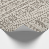 クリームとブラウンフェアアイニットセーター ラッピングペーパー (角)