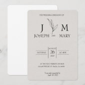 クリームとブラックのミニマリスト エレガントな結婚式の招待状 招待状 (正面/裏面)