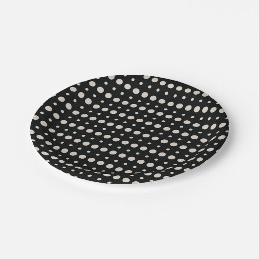 クリームとブラックのミニマル水玉模様g9 ペーパープレート (アングル)